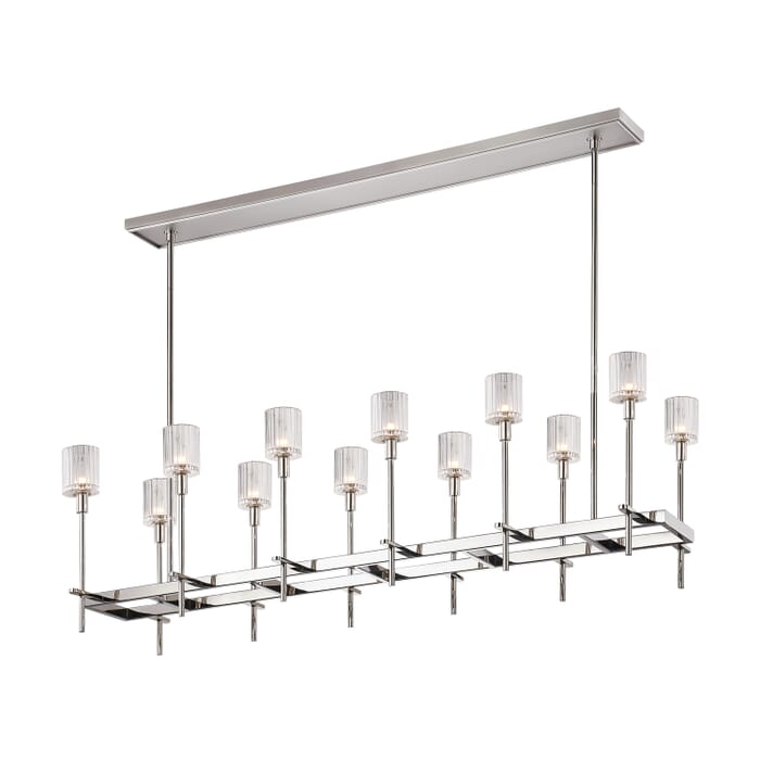 Alora Salita 12-Light Linear Pendant in Polished Nickel And Ribbed Crystal Alora Salita 12-Light Linear Pendant in Polished Nickel And Ribbed Crystal