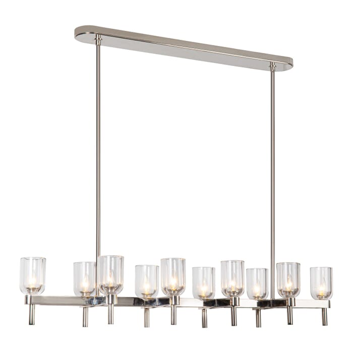 Lucian 10-Light Linear Pendant in Polished Nickel with Clear Crystal Lucian 10-Light Linear Pendant in Polished Nickel with Clear Crystal