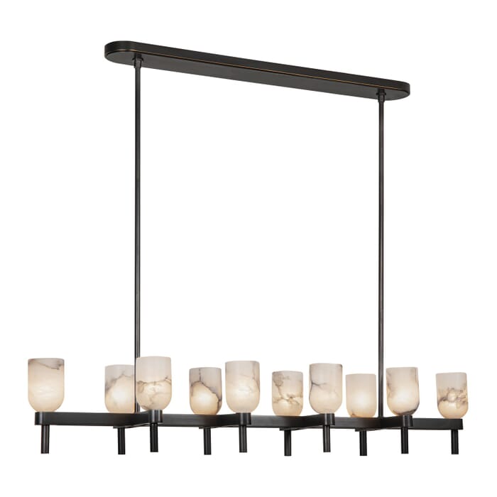 Lucian 10-Light Linear Pendant in Urban Bronze with Alabaster Lucian 10-Light Linear Pendant in Urban Bronze with Alabaster