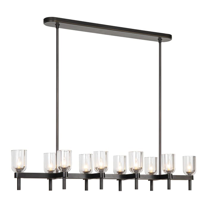 Lucian 10-Light Linear Pendant in Urban Bronze with Clear Crystal Lucian 10-Light Linear Pendant in Urban Bronze with Clear Crystal