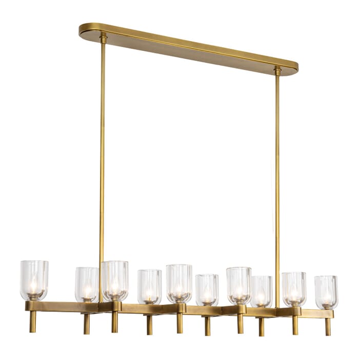 Lucian 10-Light Linear Pendant in Vintage Brass with Clear Crystal Lucian 10-Light Linear Pendant in Vintage Brass with Clear Crystal