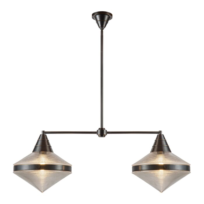 Willard 2-Light Linear Pendant in Urban Bronze with Clear Prismatic Glass Willard 2-Light Linear Pendant in Urban Bronze with Clear Prismatic Glass