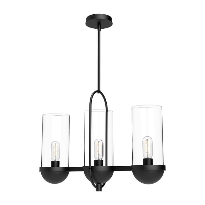 Cyrus 3-Light Linear Pendant in Matte Black with Clear Glass Cyrus 3-Light Linear Pendant in Matte Black with Clear Glass