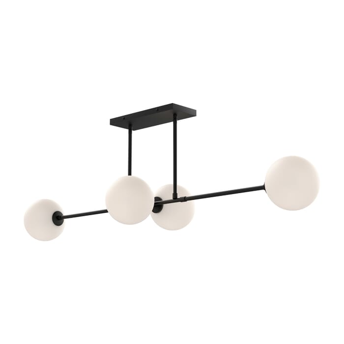 Cassia 4-Light Linear Pendant in Matte Black with Opal Glass Cassia 4-Light Linear Pendant in Matte Black with Opal Glass