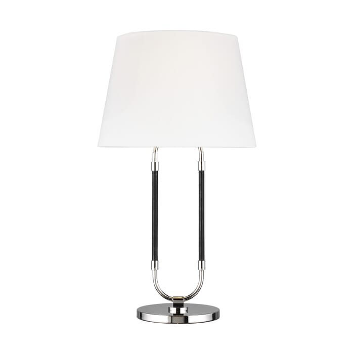 Generation Lighting Katie Table Lamp in Polished Nickel And Black Leather by Ralph Lauren Generation Lighting Katie Table Lamp in Polished Nickel And Black Leather by Ralph Lauren