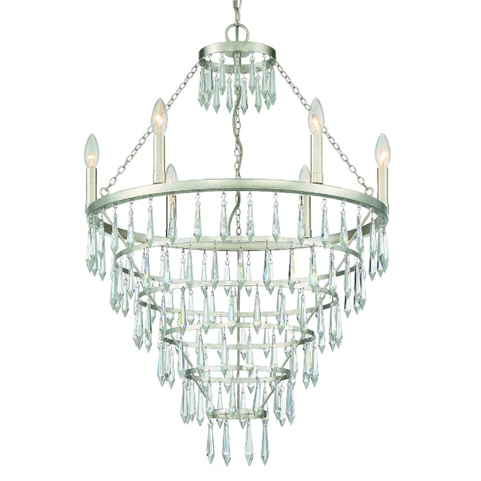 Crystorama Lucille 6-Light 35" Chandelier in Antique Silver with Clear Hand Cut Crystals Crystorama Lucille 6-Light 35" Chandelier in Antique Silver with Clear Hand Cut Crystals