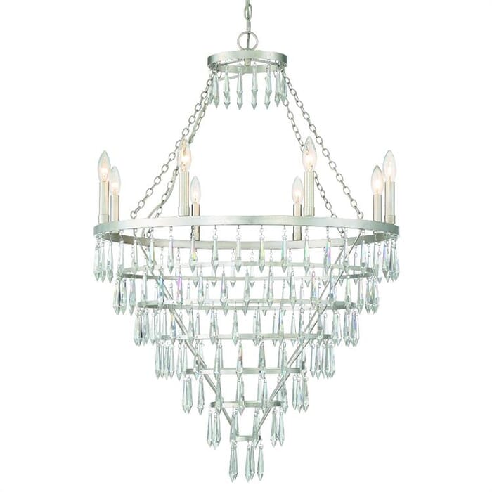 Crystorama Lucille 8-Light Tiered Chandelier in Antique Silver Crystorama Lucille 8-Light Tiered Chandelier in Antique Silver