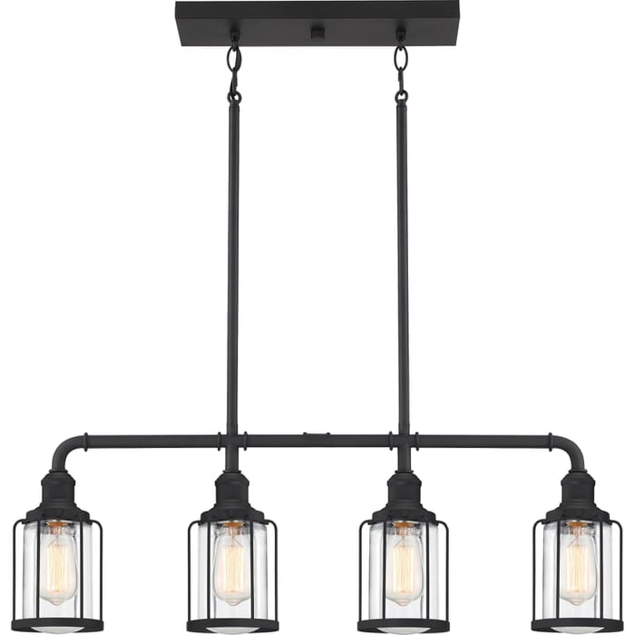 Quoizel Ludlow 4-Light 34" Kitchen Island Light in Earth Black Quoizel Ludlow 4-Light 34" Kitchen Island Light in Earth Black