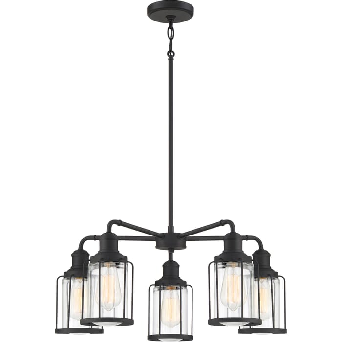 Quoizel Ludlow 5-Light 12" Transitional Chandelier in Earth Black Quoizel Ludlow 5-Light 12" Transitional Chandelier in Earth Black