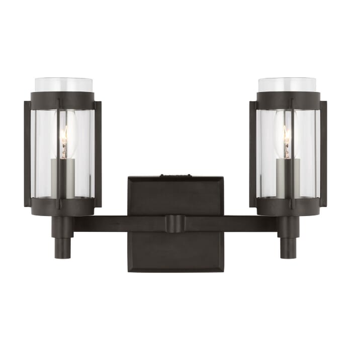 Flynn 2-Light Bathroom Vanity Light in Aged Iron Flynn 2-Light Bathroom Vanity Light in Aged Iron