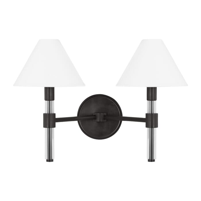 Robert 2-Light Bathroom Vanity Light in Aged Iron Robert 2-Light Bathroom Vanity Light in Aged Iron