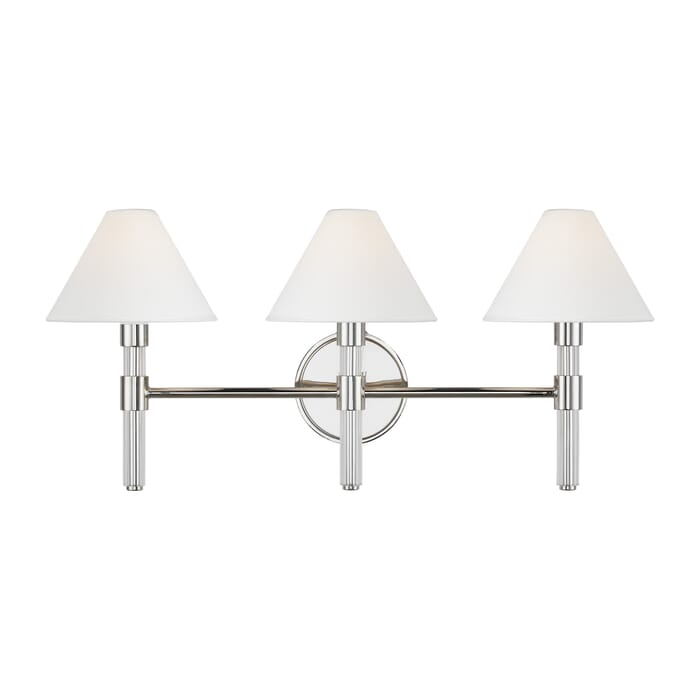 Generation Lighting Robert 3-Light Bathroom Vanity Light in Polished Nickel And Clear Acrylic by Ralph Lauren Generation Lighting Robert 3-Light Bathroom Vanity Light in Polished Nickel And Clear Acrylic by Ralph Lauren