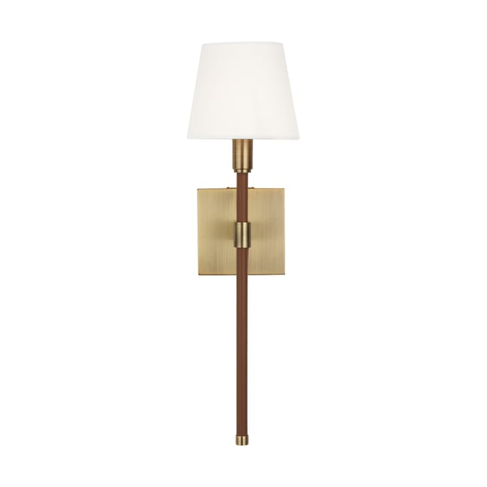 Generation Lighting Katie Wall Sconce in Time Worn Brass And Saddle Leather by Ralph Lauren Generation Lighting Katie Wall Sconce in Time Worn Brass And Saddle Leather by Ralph Lauren