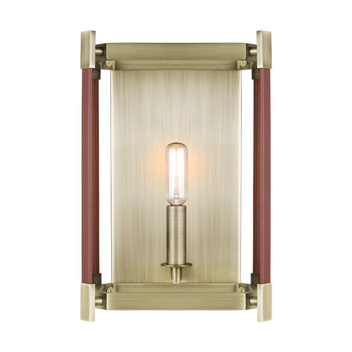 Generation Lighting Hadley Wall Sconce in Time Worn Brass And Saddle Leather by Lauren Ralph Lauren Generation Lighting Hadley Wall Sconce in Time Worn Brass And Saddle Leather by Lauren Ralph Lauren