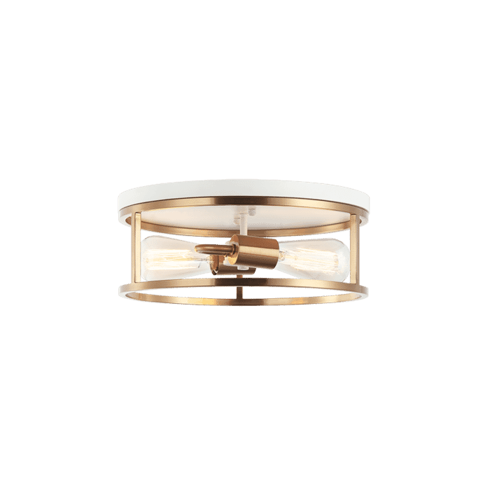 Matteo Clarke 2-Light Ceiling Light In White With Aged Gold Brass Matteo Clarke 2-Light Ceiling Light In White With Aged Gold Brass