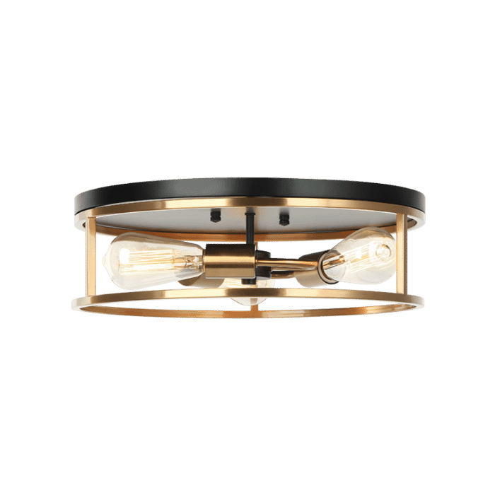 Matteo Clarke 3-Light Ceiling Light In Black & Aged Gold Brass Matteo Clarke 3-Light Ceiling Light In Black & Aged Gold Brass