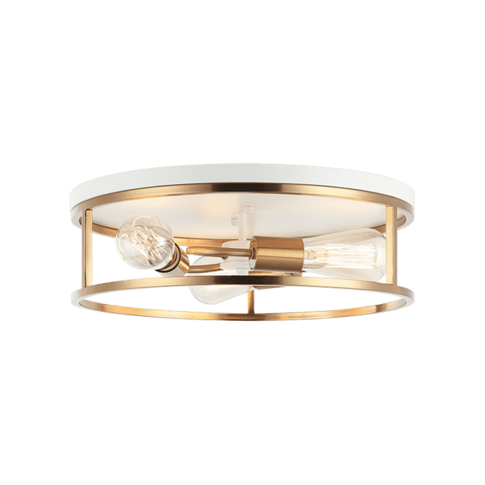 Matteo Clarke 3-Light Ceiling Light In White With Aged Gold Brass Matteo Clarke 3-Light Ceiling Light In White With Aged Gold Brass