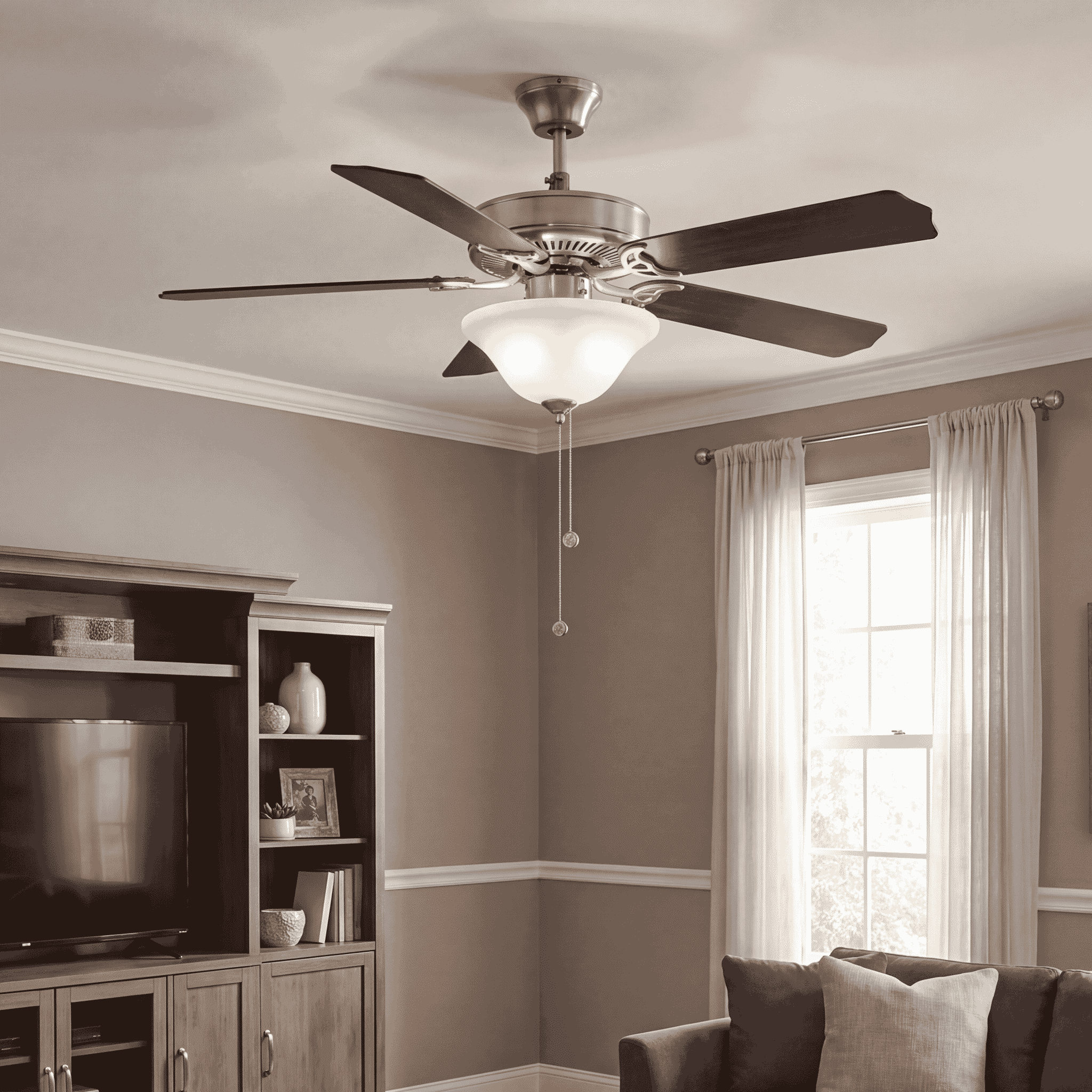 Trade Winds Tobias 52" 2-Light Ceiling Fan in Brushed Nickel