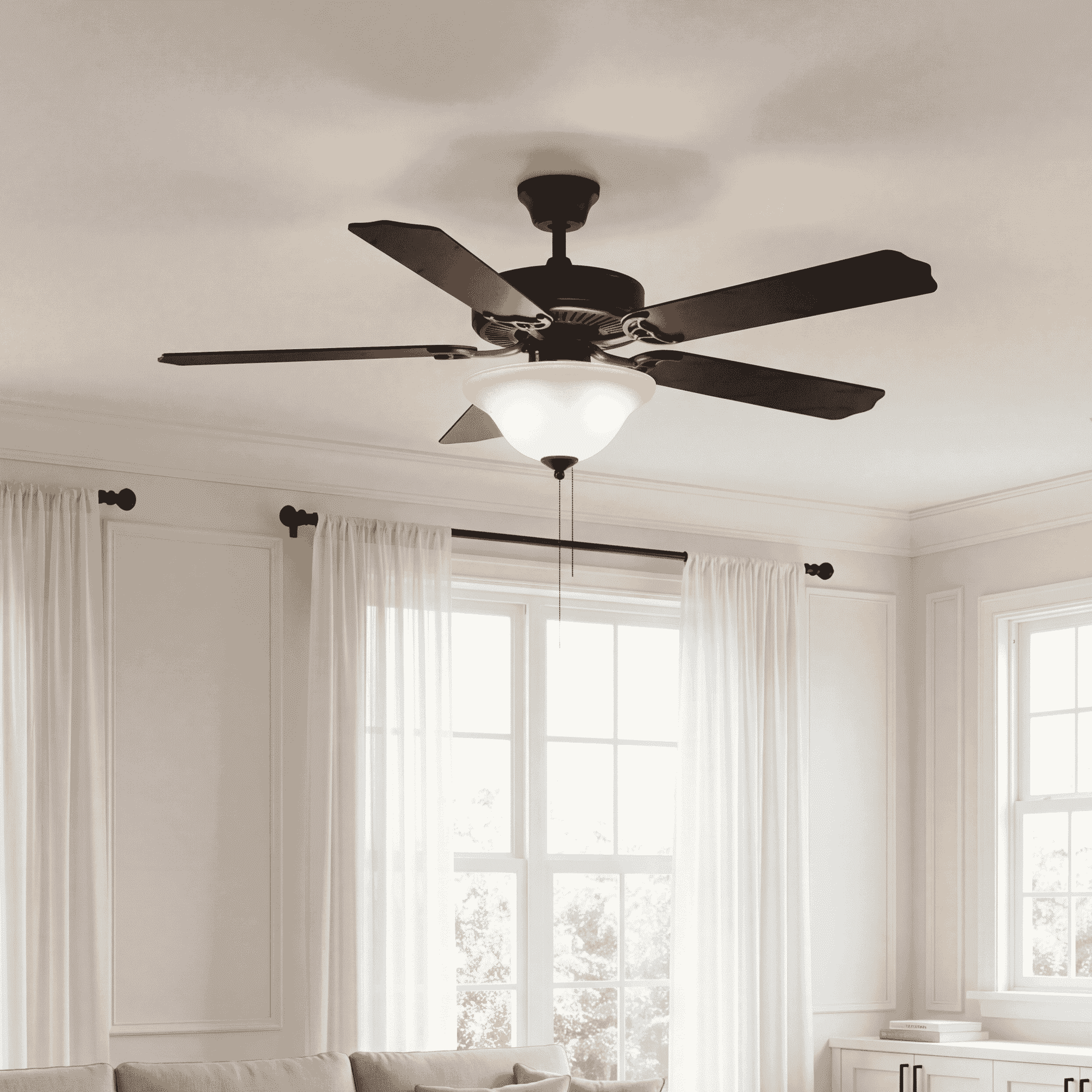 Trade Winds Tobias 52" 2-Light Ceiling Fan in Matte Black