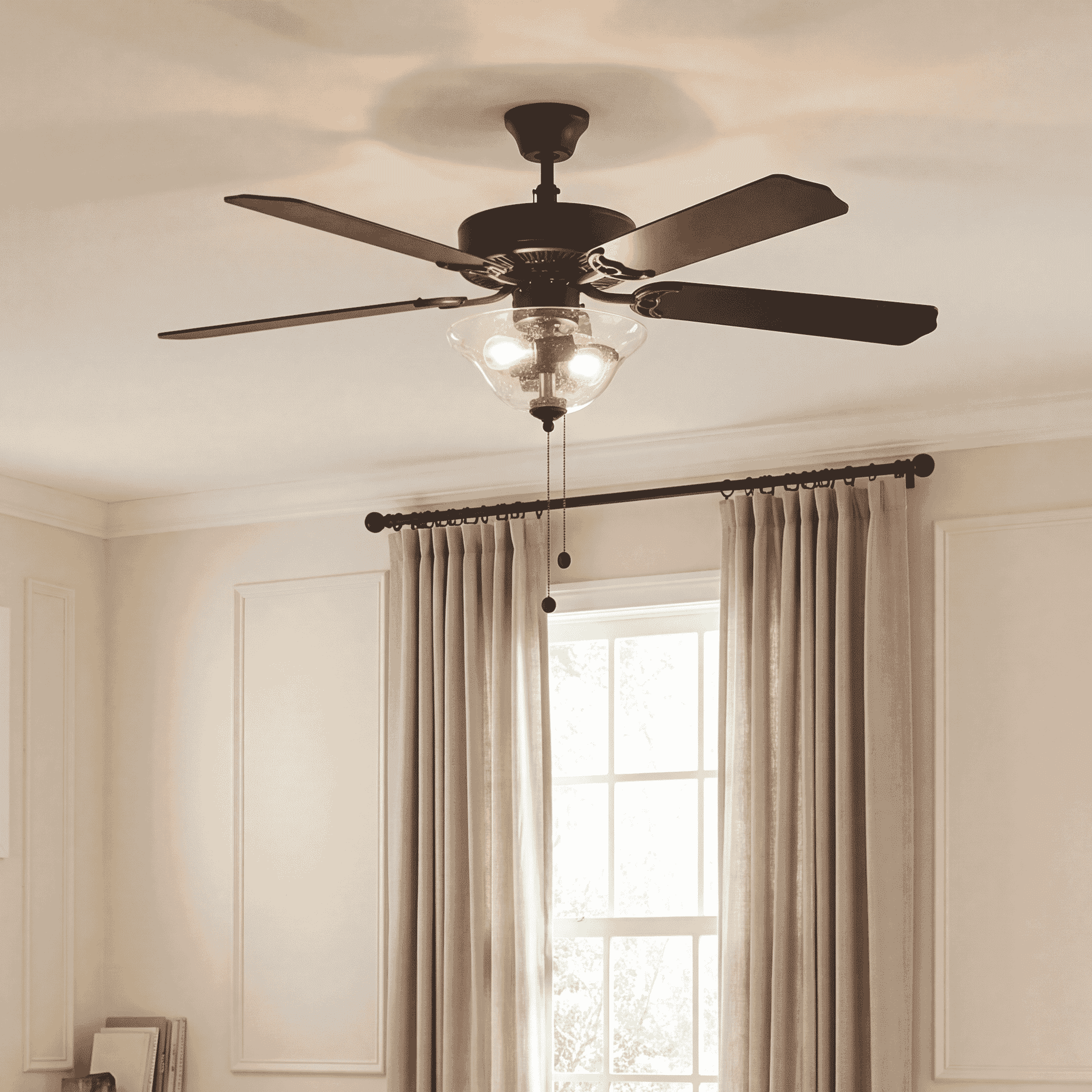Trade Winds Tobias 52" 2-Light Ceiling Fan in Matte Black with Clear Bubble Glass