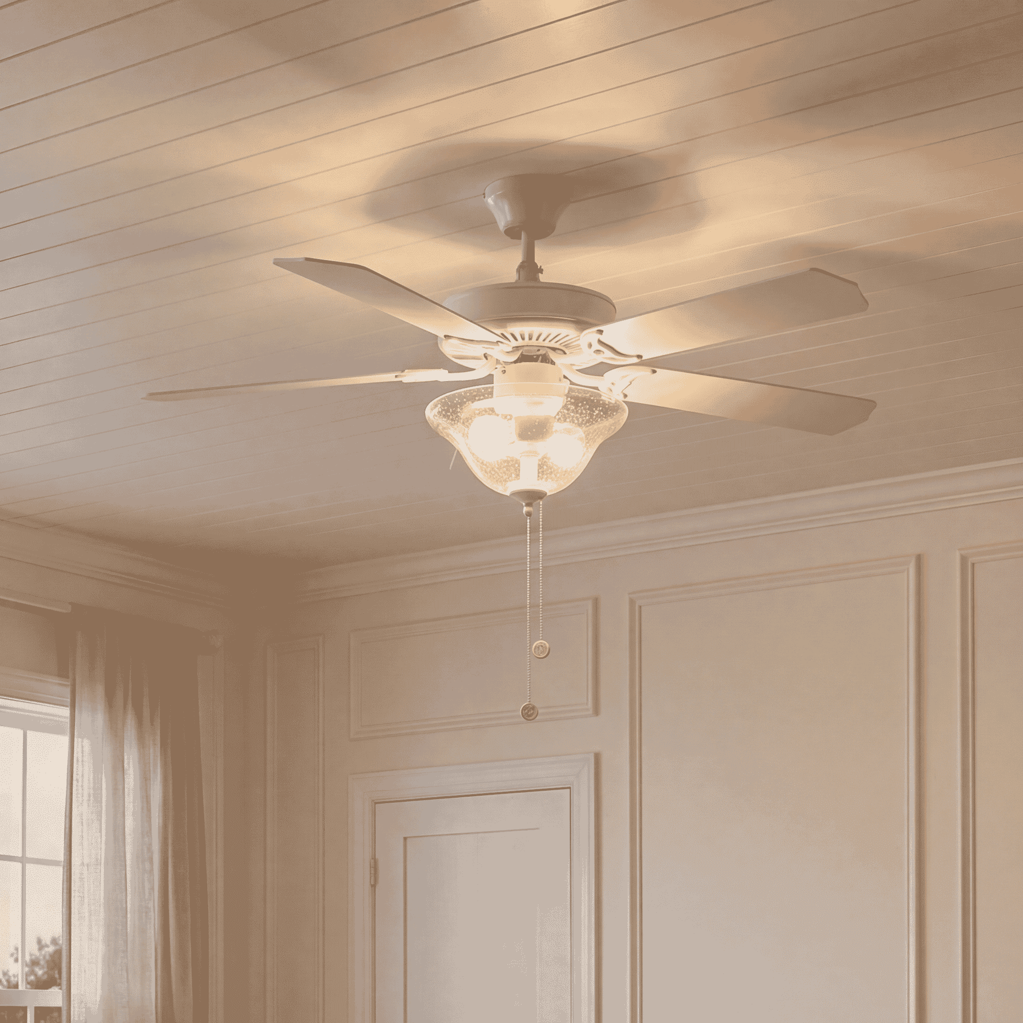 Trade Winds Tobias 52" 2-Light Ceiling Fan in White with Clear Bubble Glass