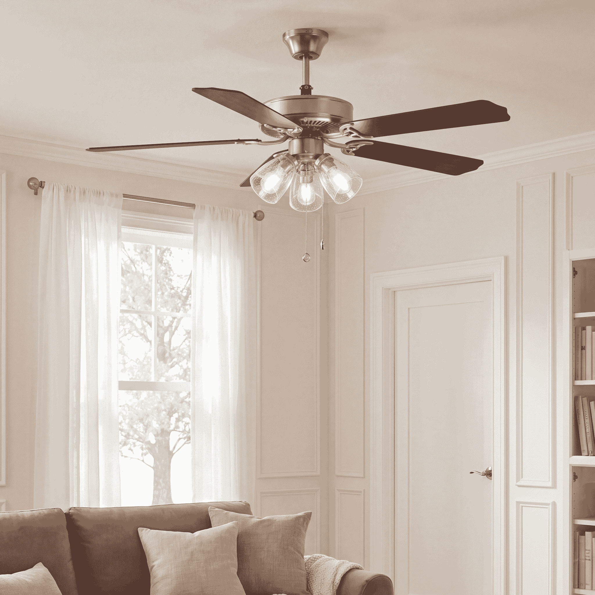 Trade Winds Levi 52" 3-Light Ceiling Fan in Brushed Nickel with Clear Bubble Glass