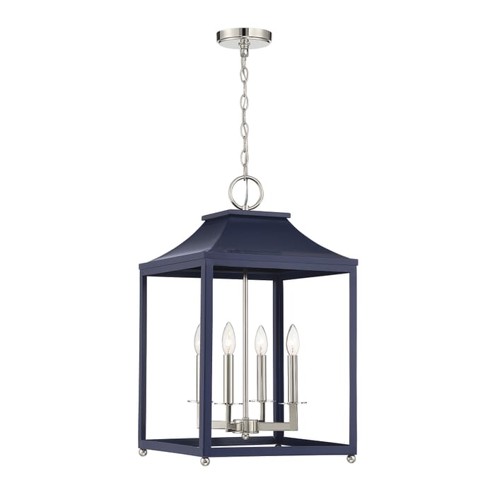 Meridian 4-Light Pendant in Navy Blue with Polished Nickel Meridian 4-Light Pendant in Navy Blue with Polished Nickel