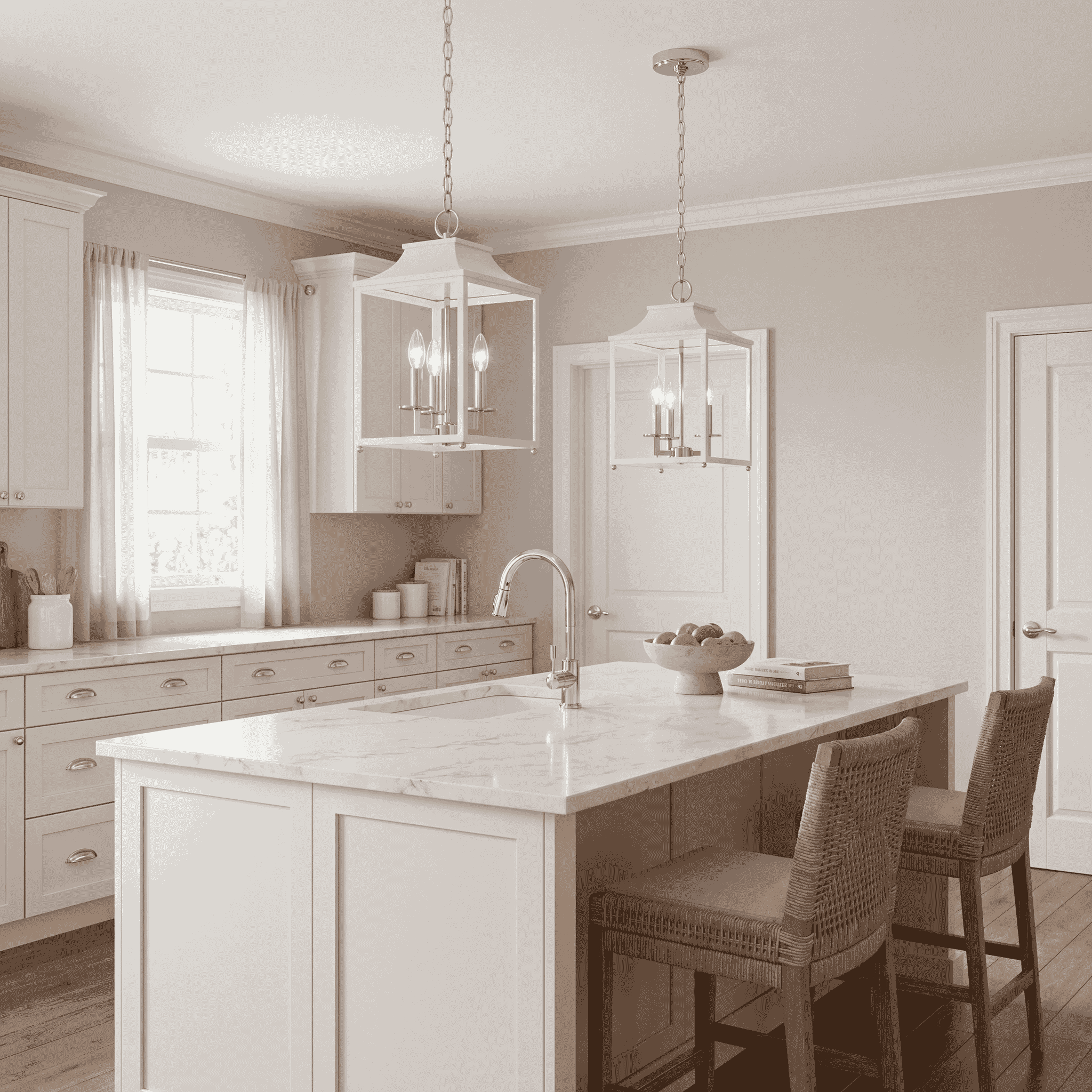 Trade Winds Gianna 3-Light Pendant in White with Polished Nickel