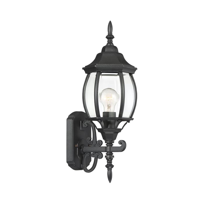 Meridian 1-Light Outdoor Wall Lantern in Black Meridian 1-Light Outdoor Wall Lantern in Black