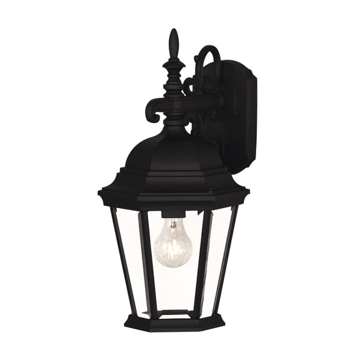 Meridian 1-Light Outdoor Wall Lantern in Black Meridian 1-Light Outdoor Wall Lantern in Black