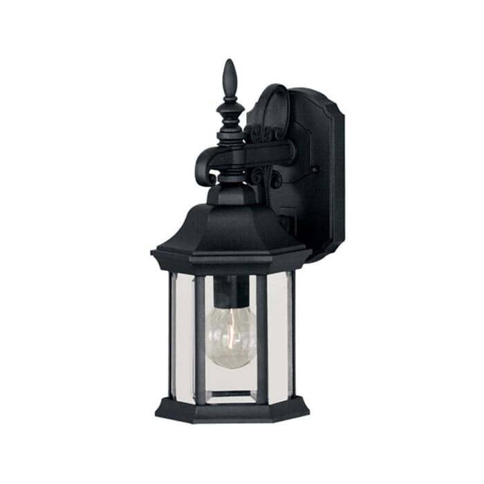 Meridian 1-Light Outdoor Wall Lantern in Black Meridian 1-Light Outdoor Wall Lantern in Black