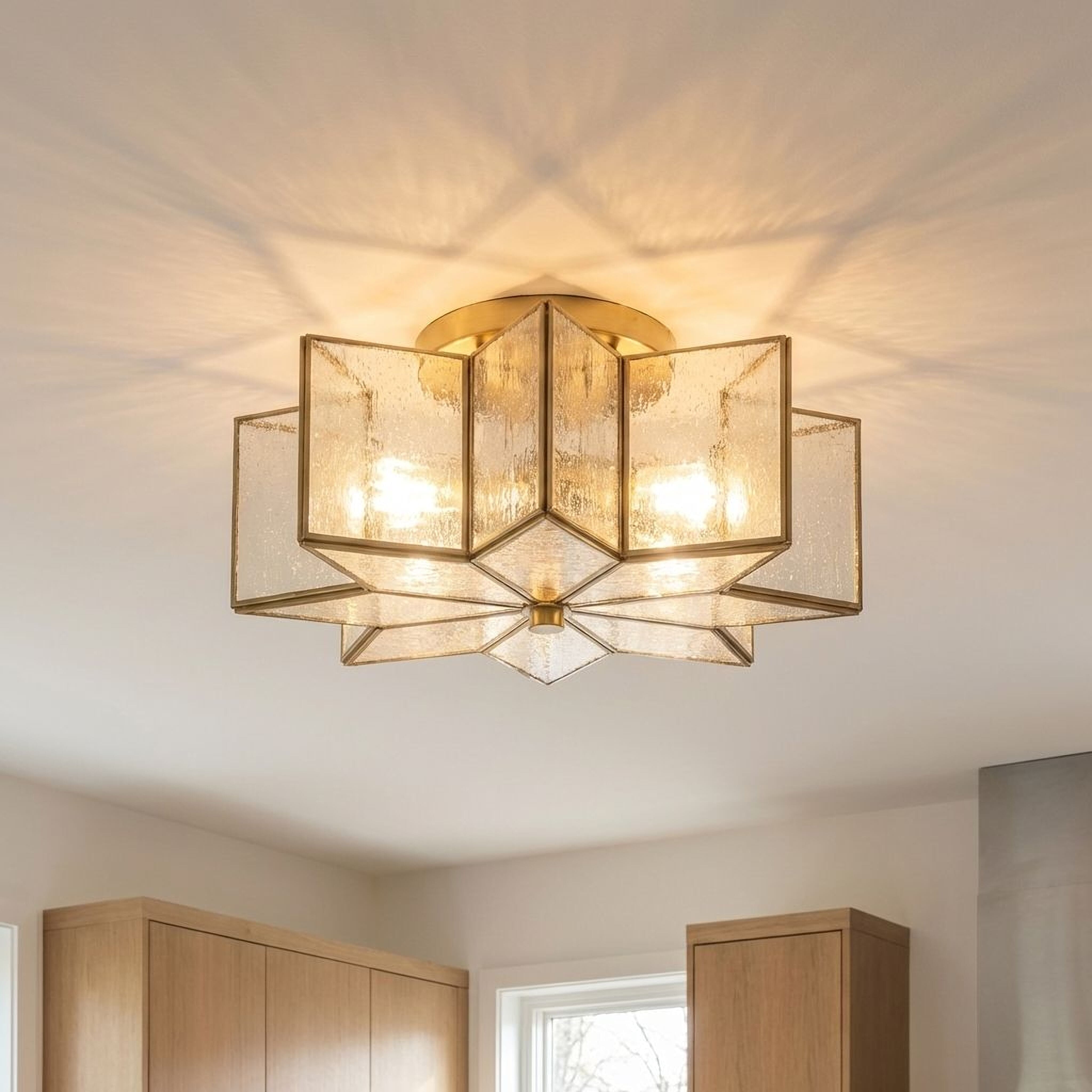 Trade Winds Stella Star Semi-Flush Mount Ceiling Light in Natural Brass