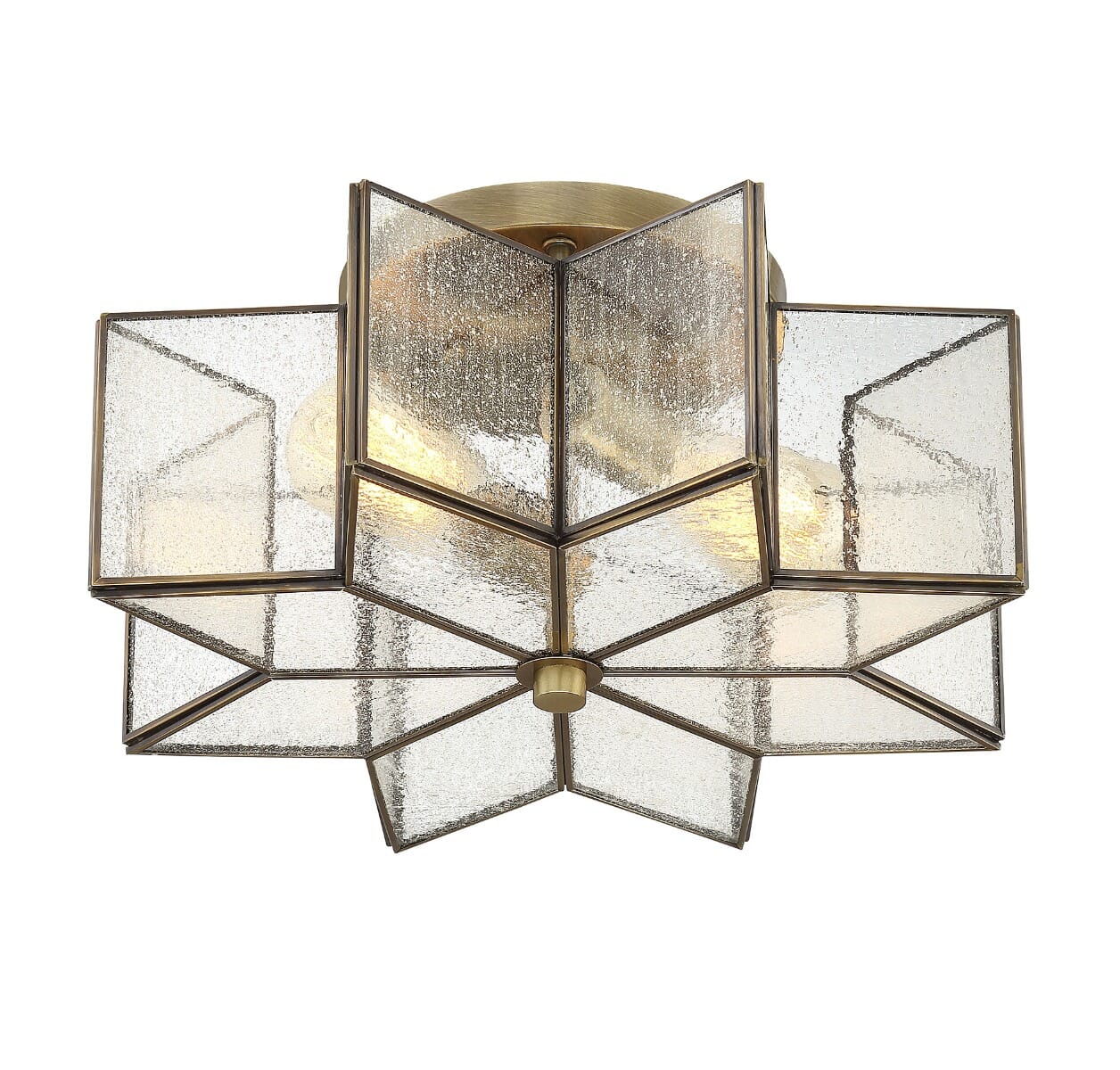 Trade Winds Stella Star Ceiling Light in Natural Brass with Seeded Glass