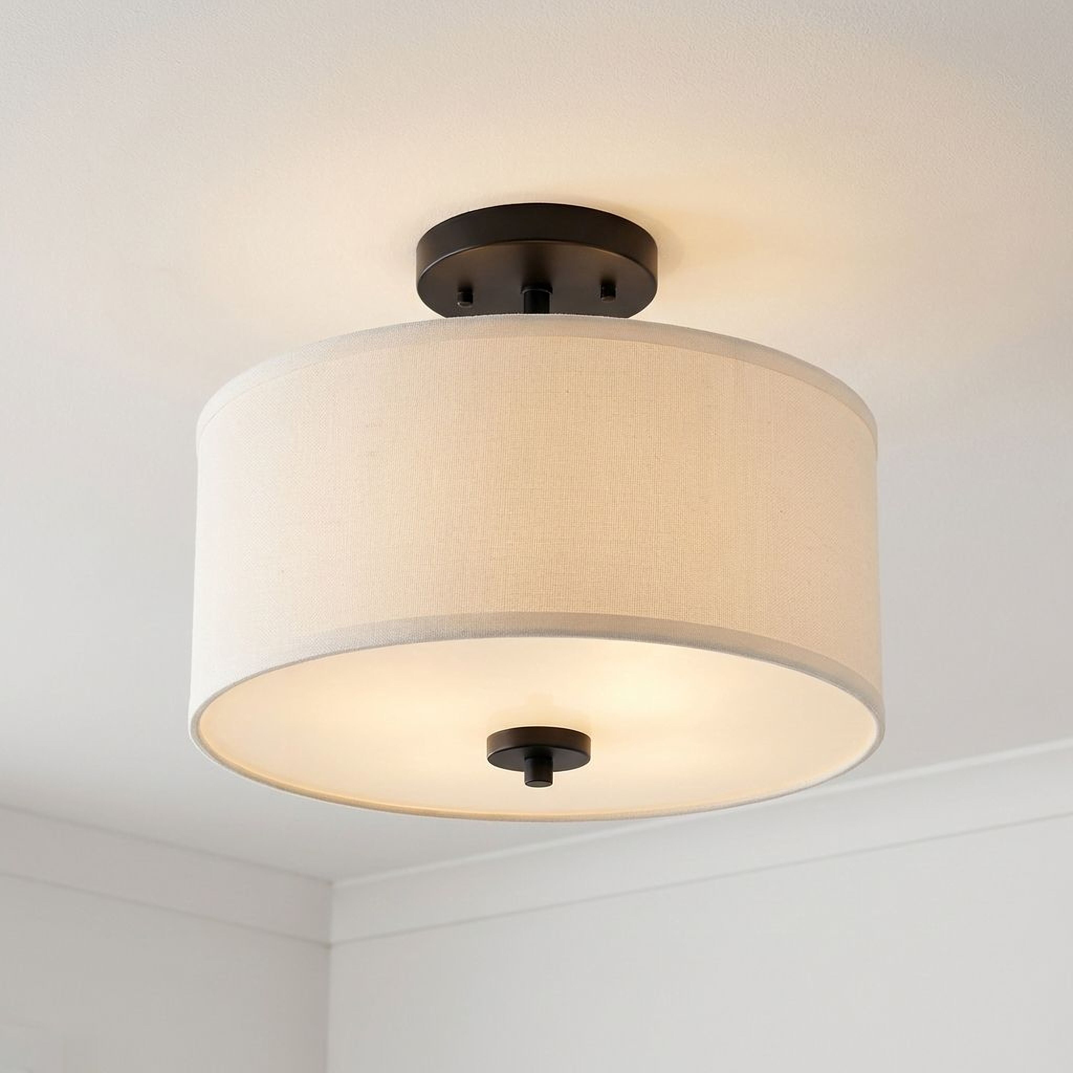 Trade Winds Cassie Drum Semi-Flush Mount Ceiling Light in Matte Black