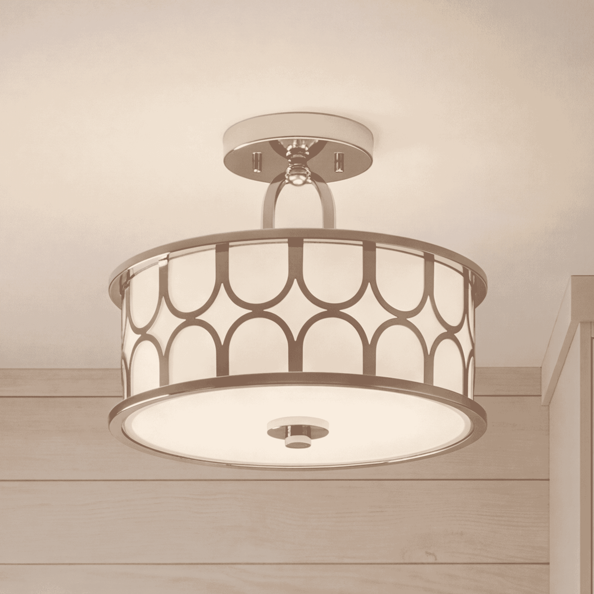 Trade Winds Courtland Semi-Flush Mount Ceiling Light in Polished Nickel