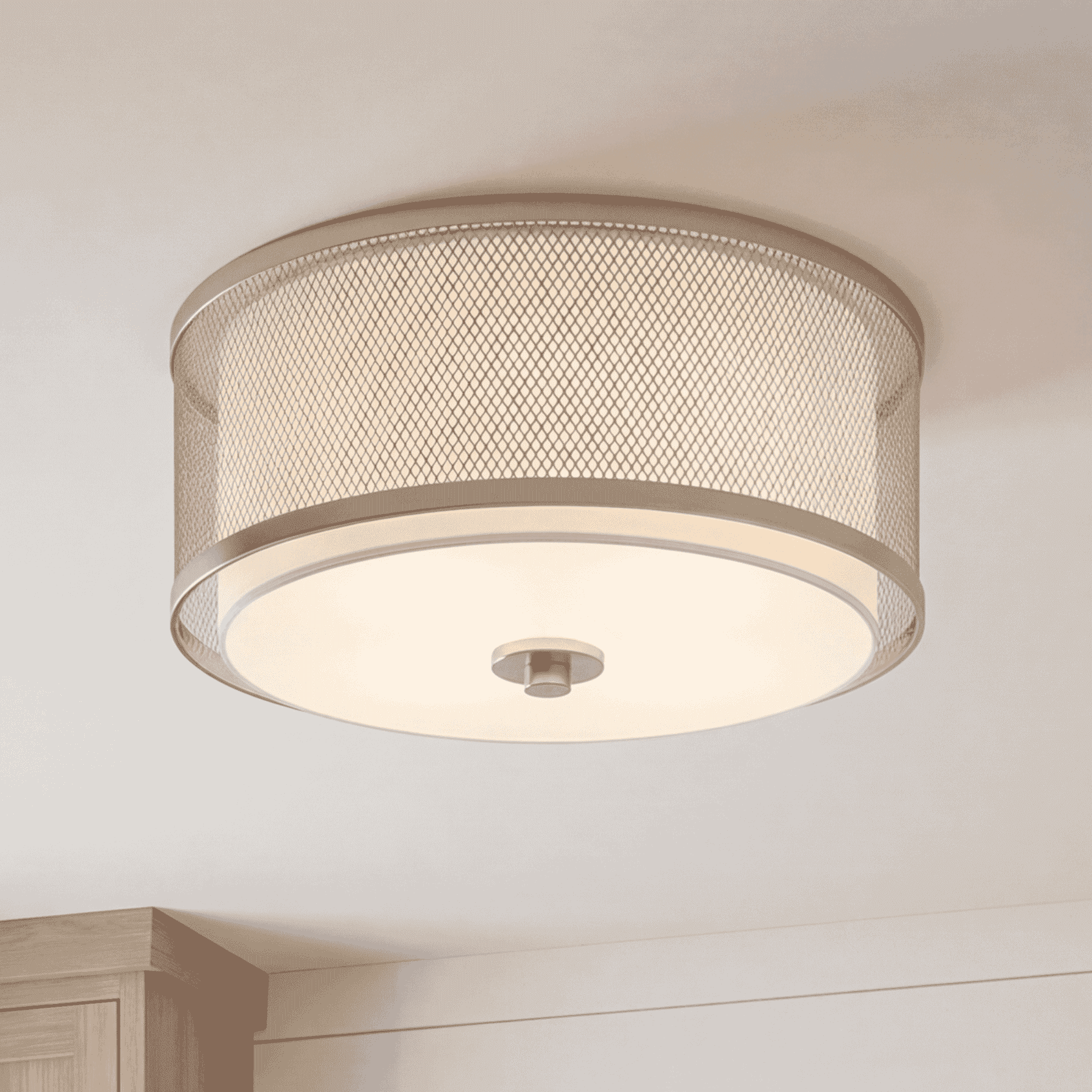 Trade Winds Fremont 3-Light Flush Mount Ceiling Light in Brushed Nickel