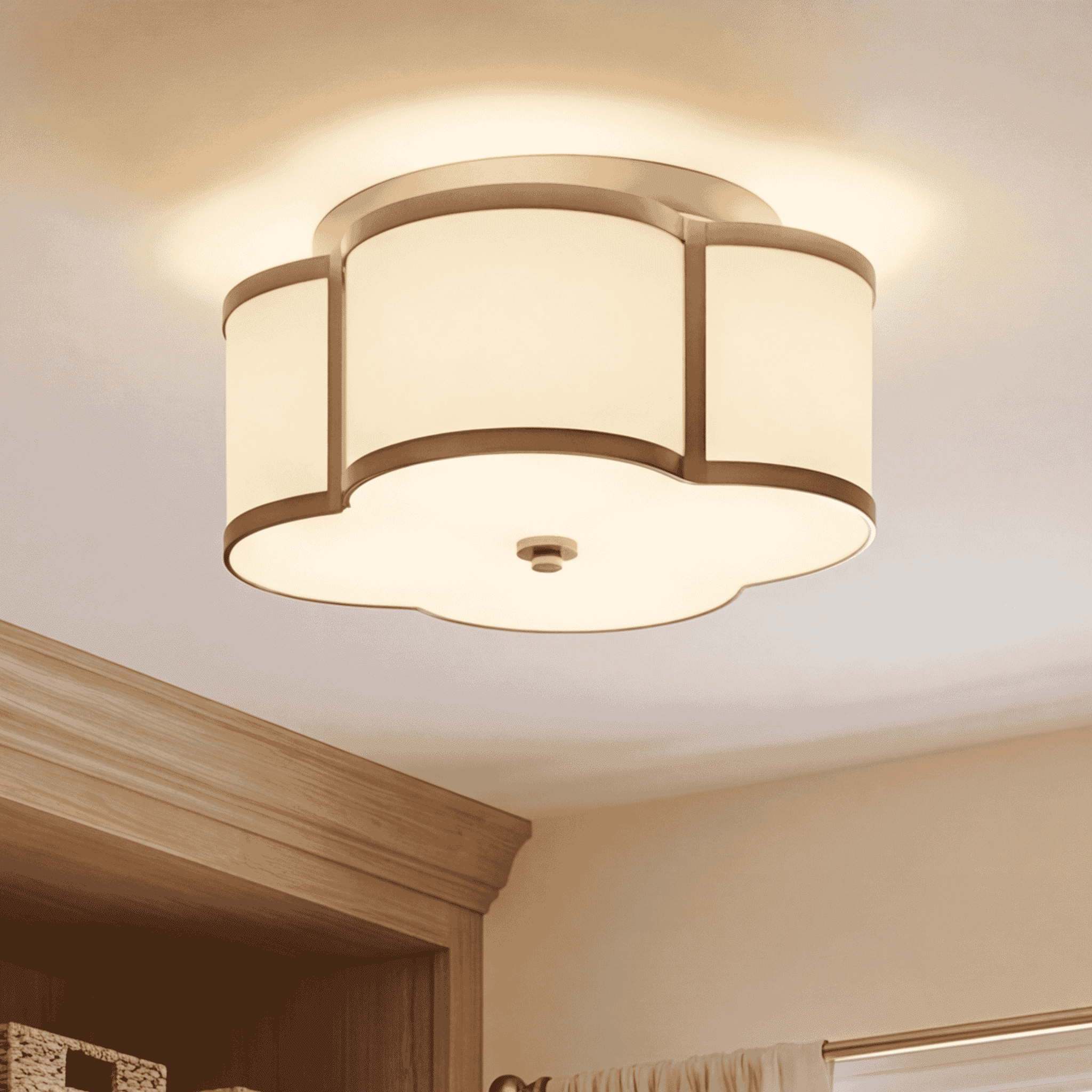 Trade Winds Quatrefoil Flush Mount Ceiling Light in Natural Brass