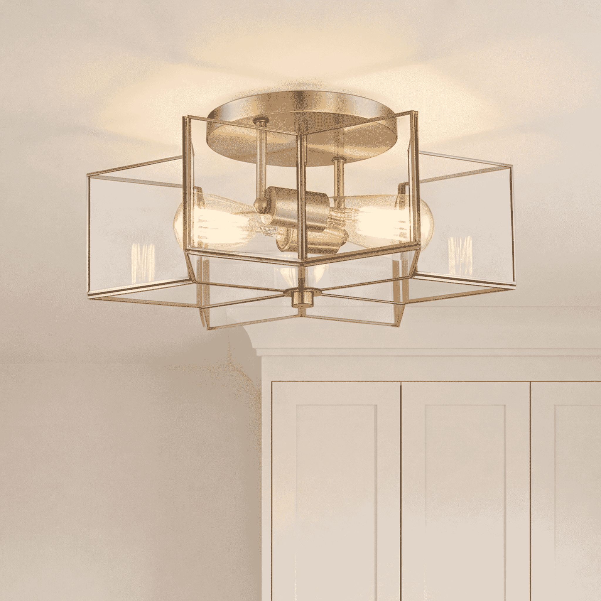 Trade Winds Stella Star Semi-Flush Mount Ceiling Light in Natural Brass