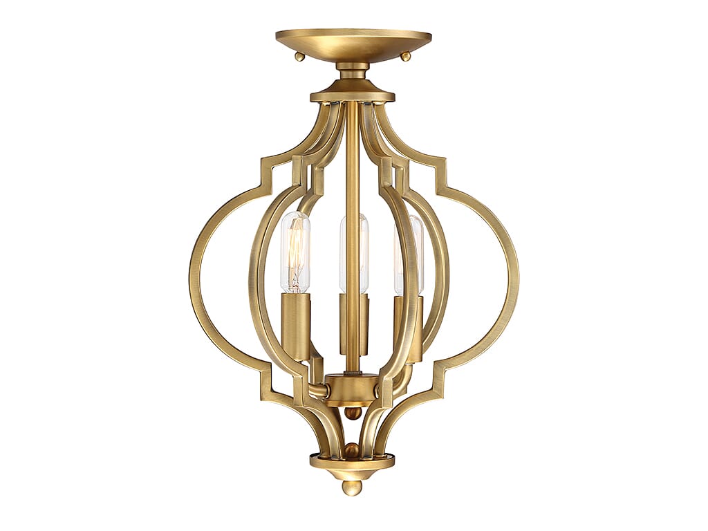 trade winds quatrefoil ceiling light in natural brass