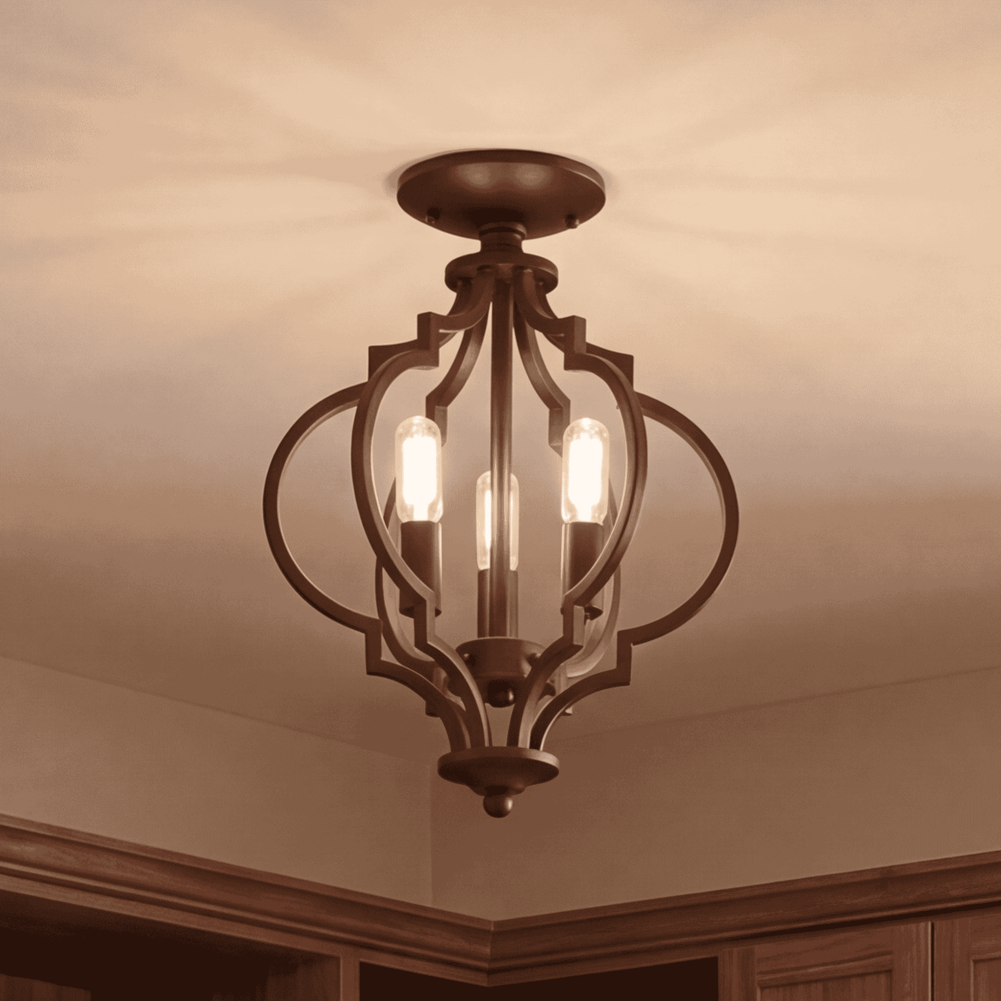Trade Winds Lighting 3-Light Ceiling Light In Oil Rubbed Bronze