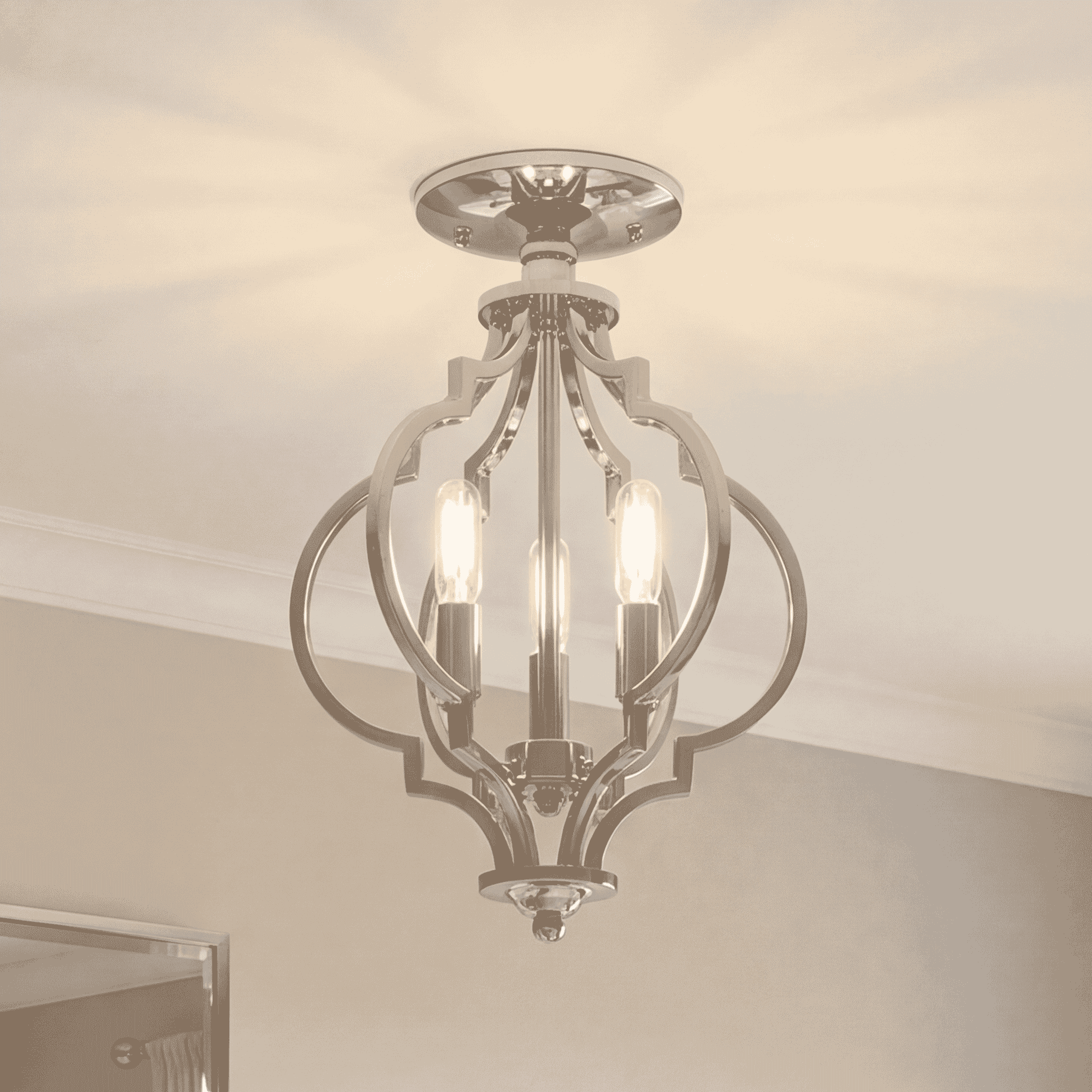 Trade Winds Lighting 3-Light Ceiling Light In Polished Nickel