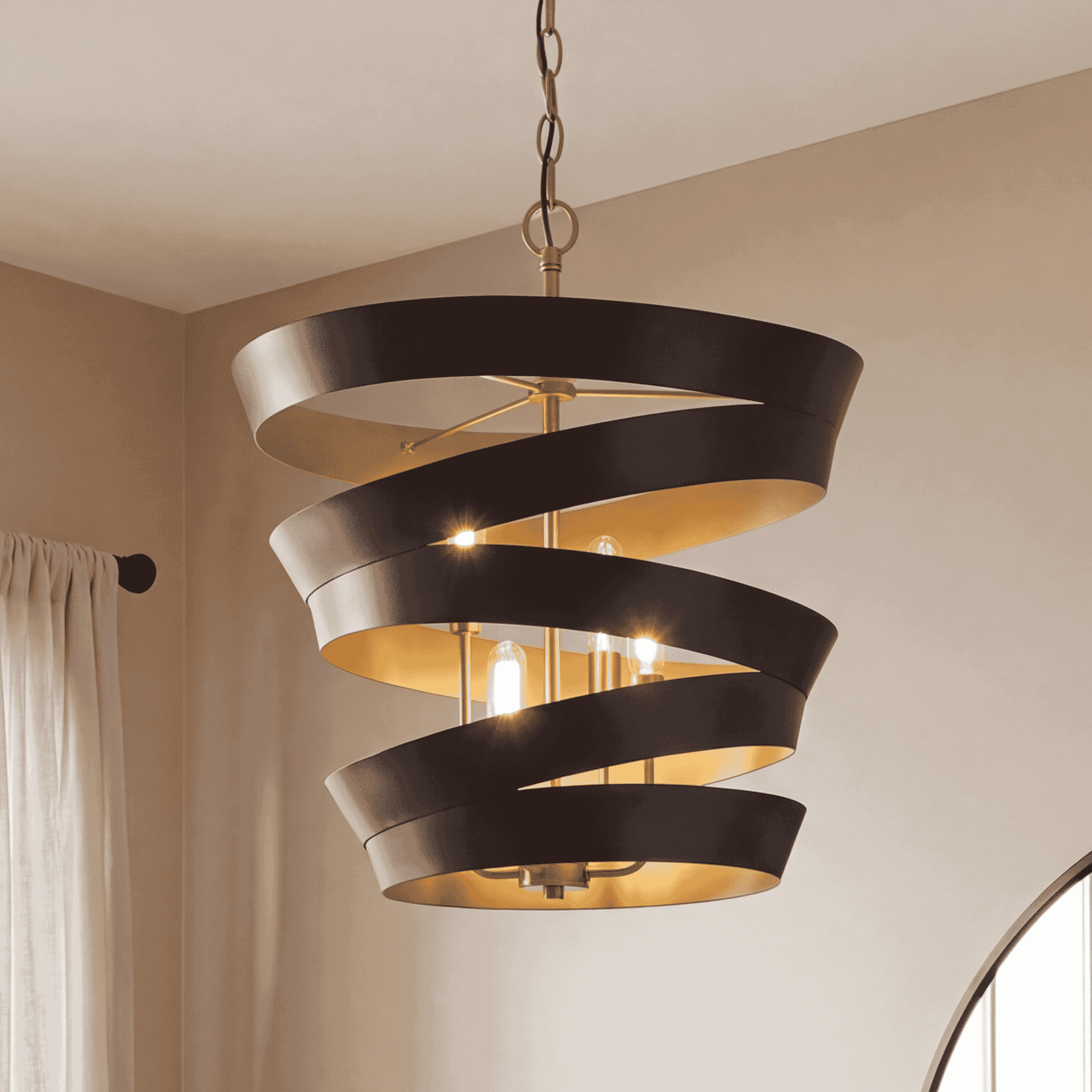 Trade Winds Ribbon 4-Light Pendant Light in Matte Black