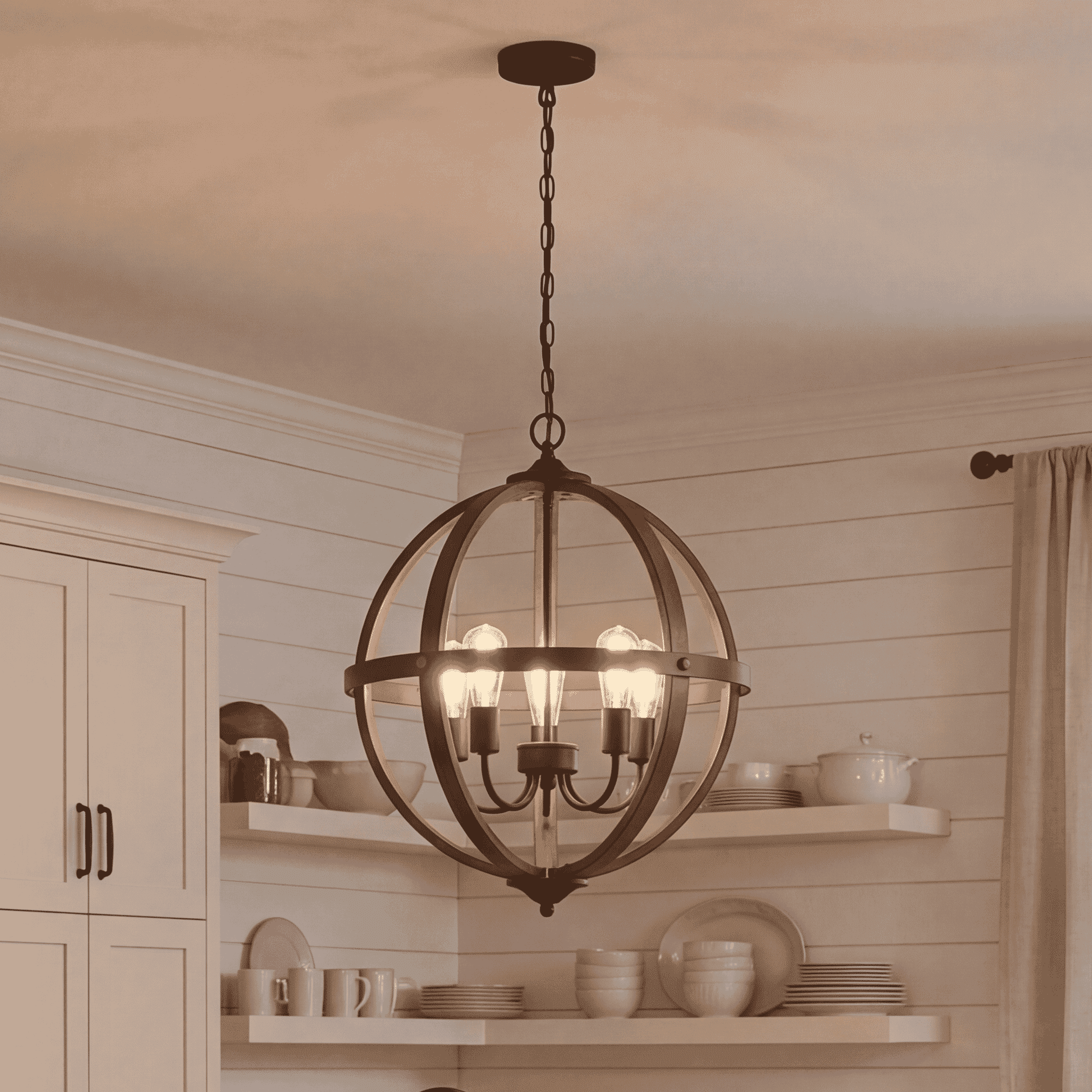 Trade Winds Lighting 5-Light Pendant Light In Wood