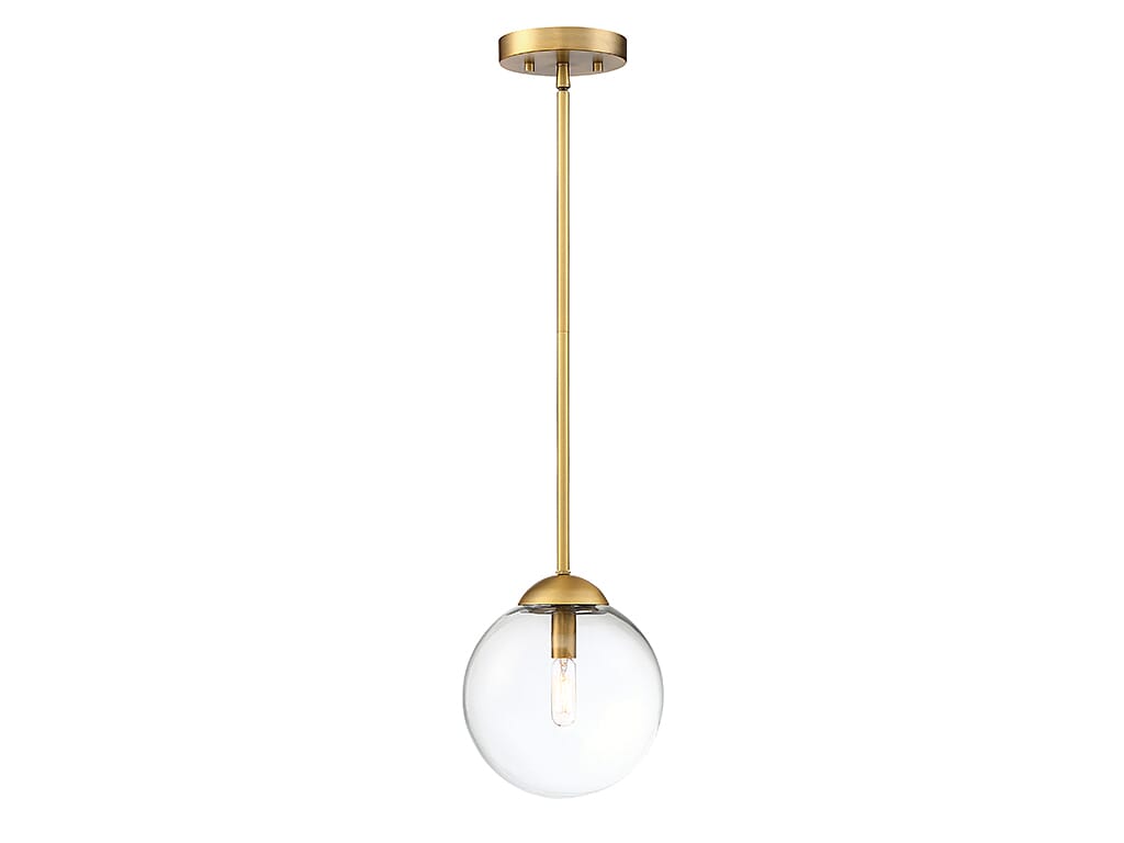 Trade Winds Chelsea Glass Pendant Light in Natural Brass