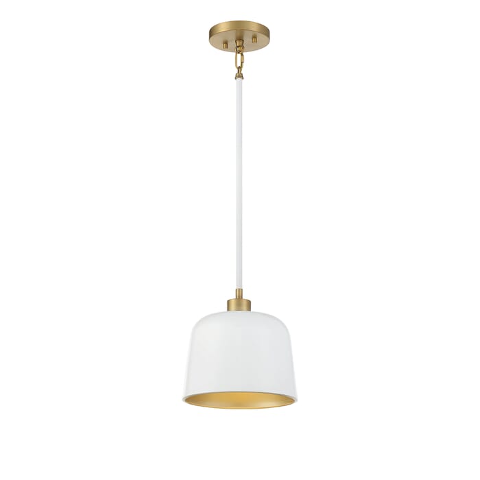 Meridian 1-Light Pendant in White with Natural Brass Meridian 1-Light Pendant in White with Natural Brass