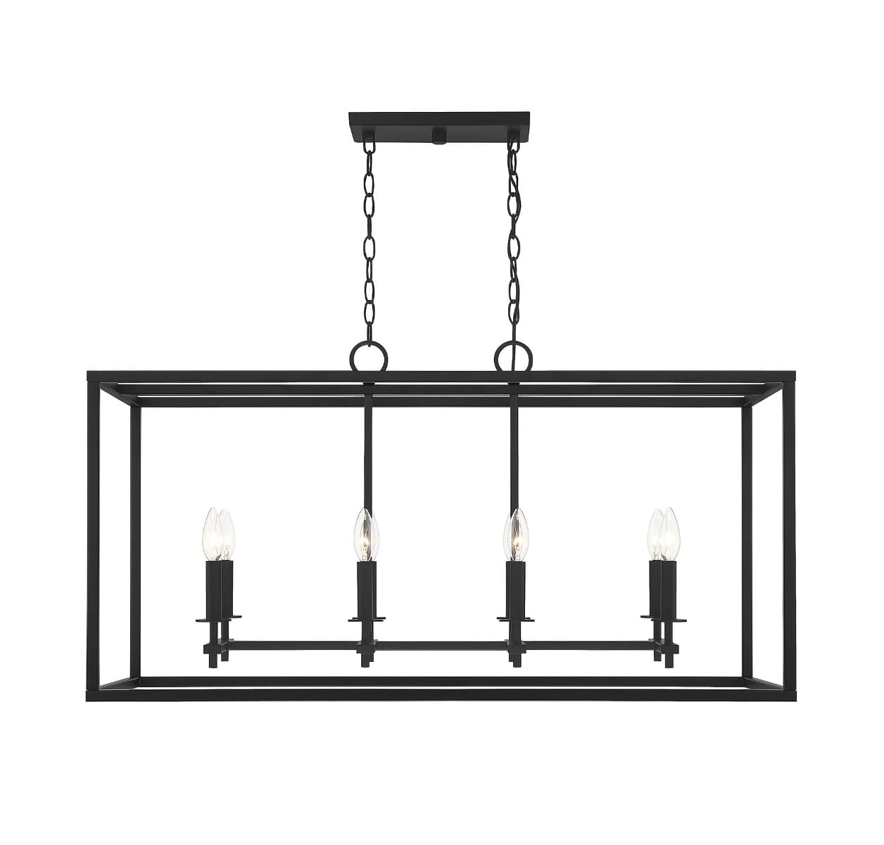 Meridian 8-Light Outdoor Linear Chandelier in Matte Black