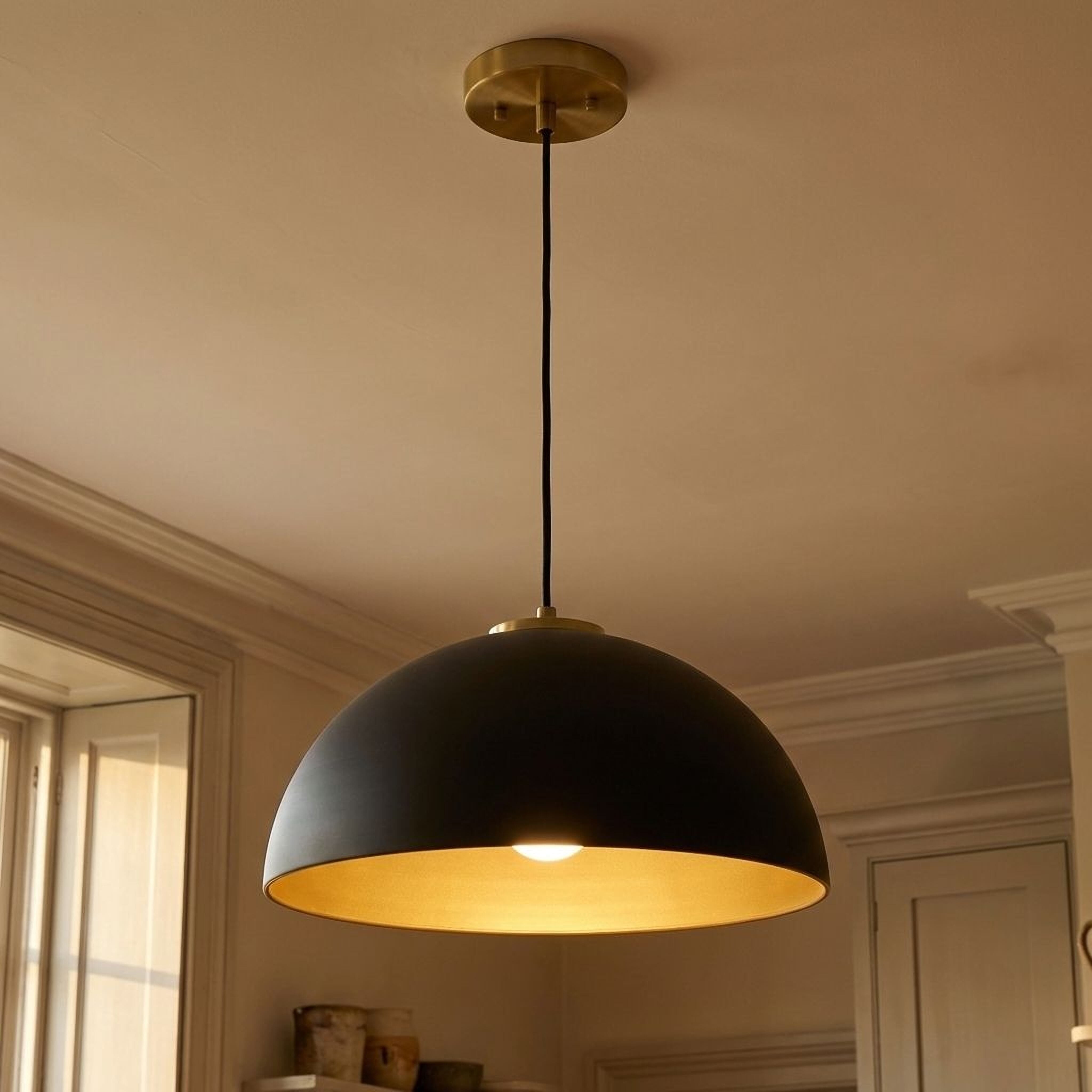 Trade Winds Hazel 1-Light Pendant in Matte Black with Natural Brass