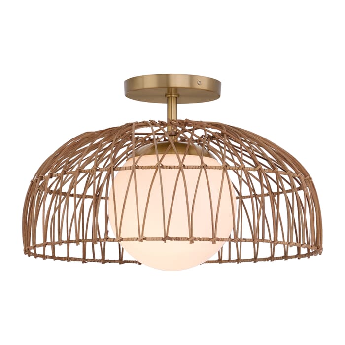 1-Light Convertible Pendant or Semi-Flush in Natural Brass 1-Light Convertible Pendant or Semi-Flush in Natural Brass