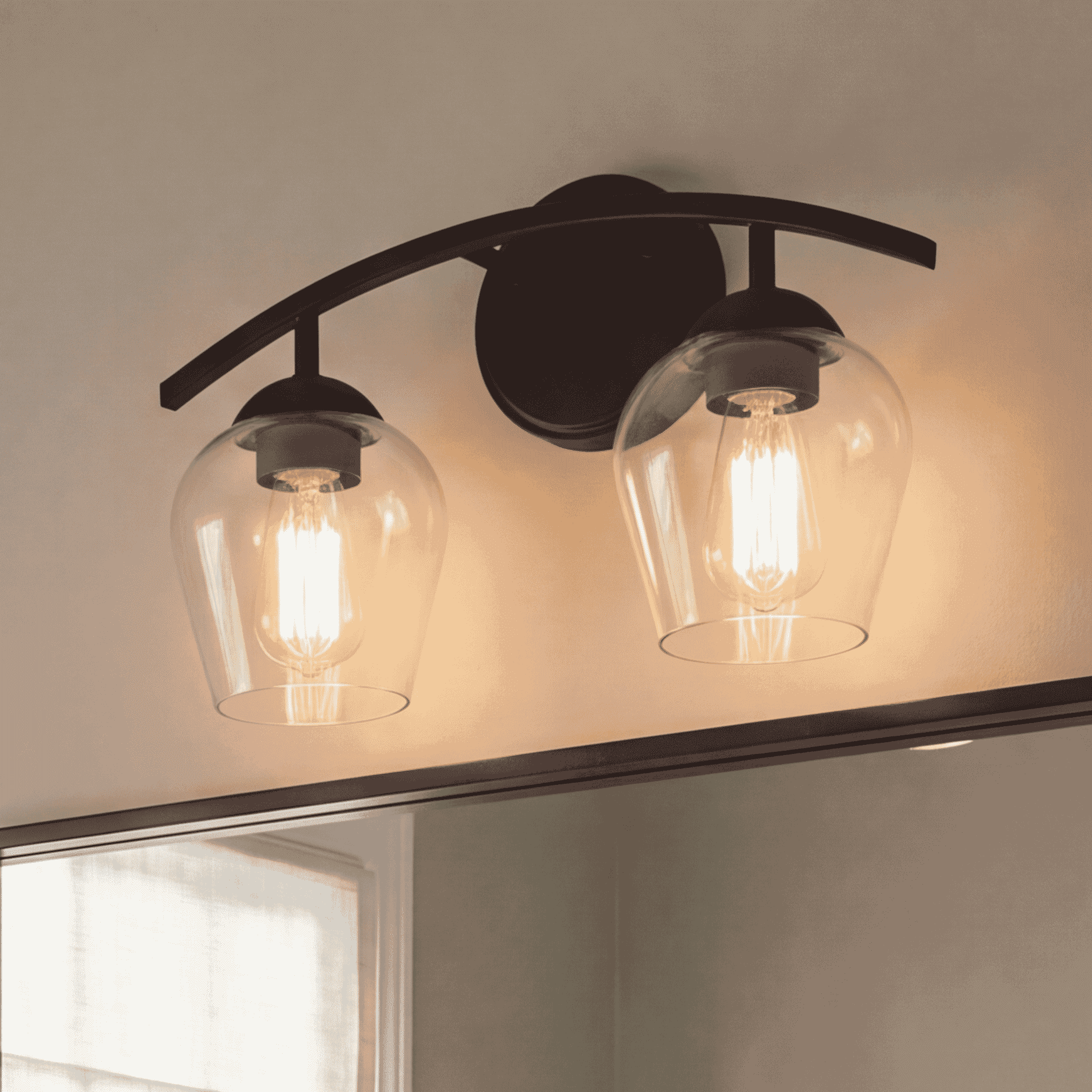 Trade Winds Hannah 2-Light Bathroom Vanity Light in Matte Black