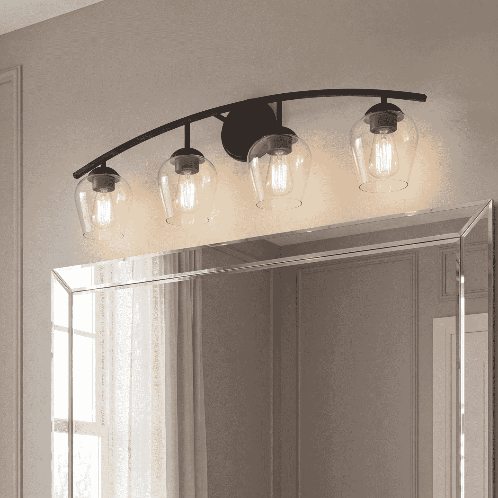Trade Winds Lighting 4-Light Bathroom Vanity Light In Matte Black